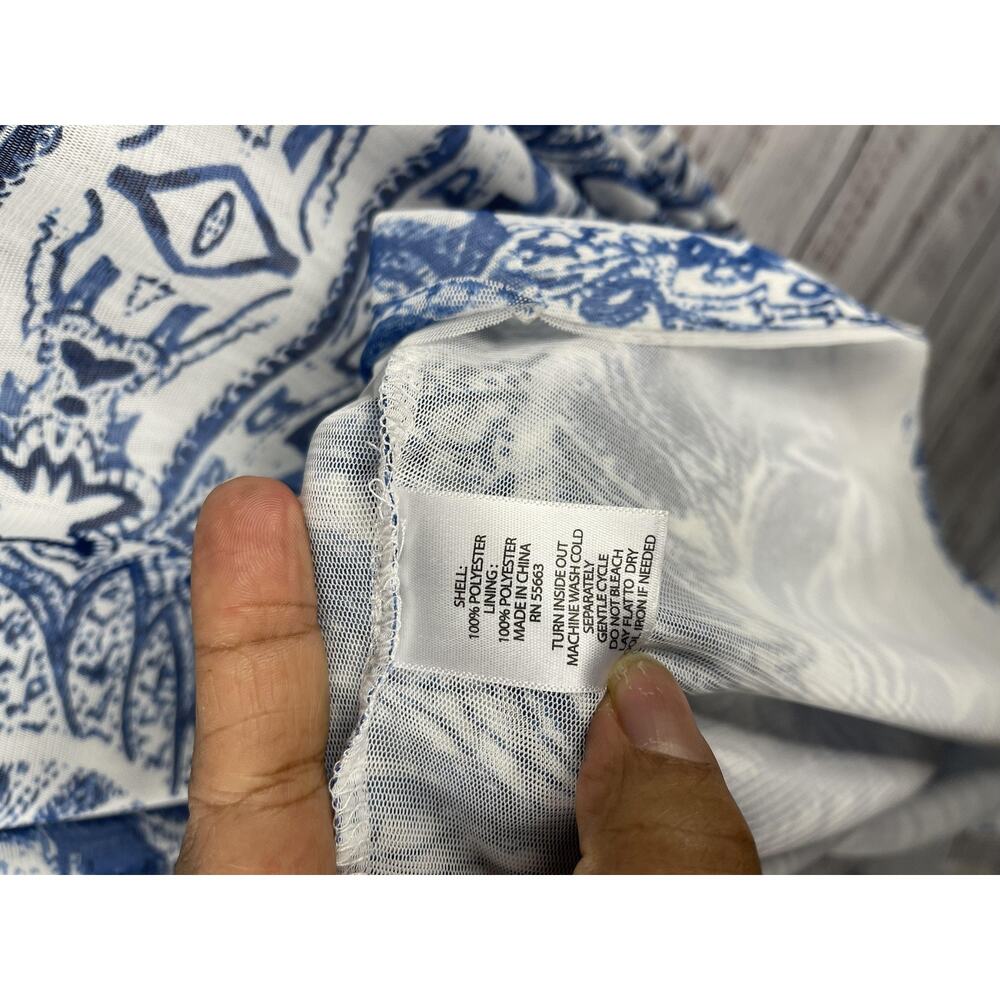 Cynthia Rowley Dress Women's SZ XS Blue White Maxi Lined Paisley Boho Sleeveless - Picture 5 of 10